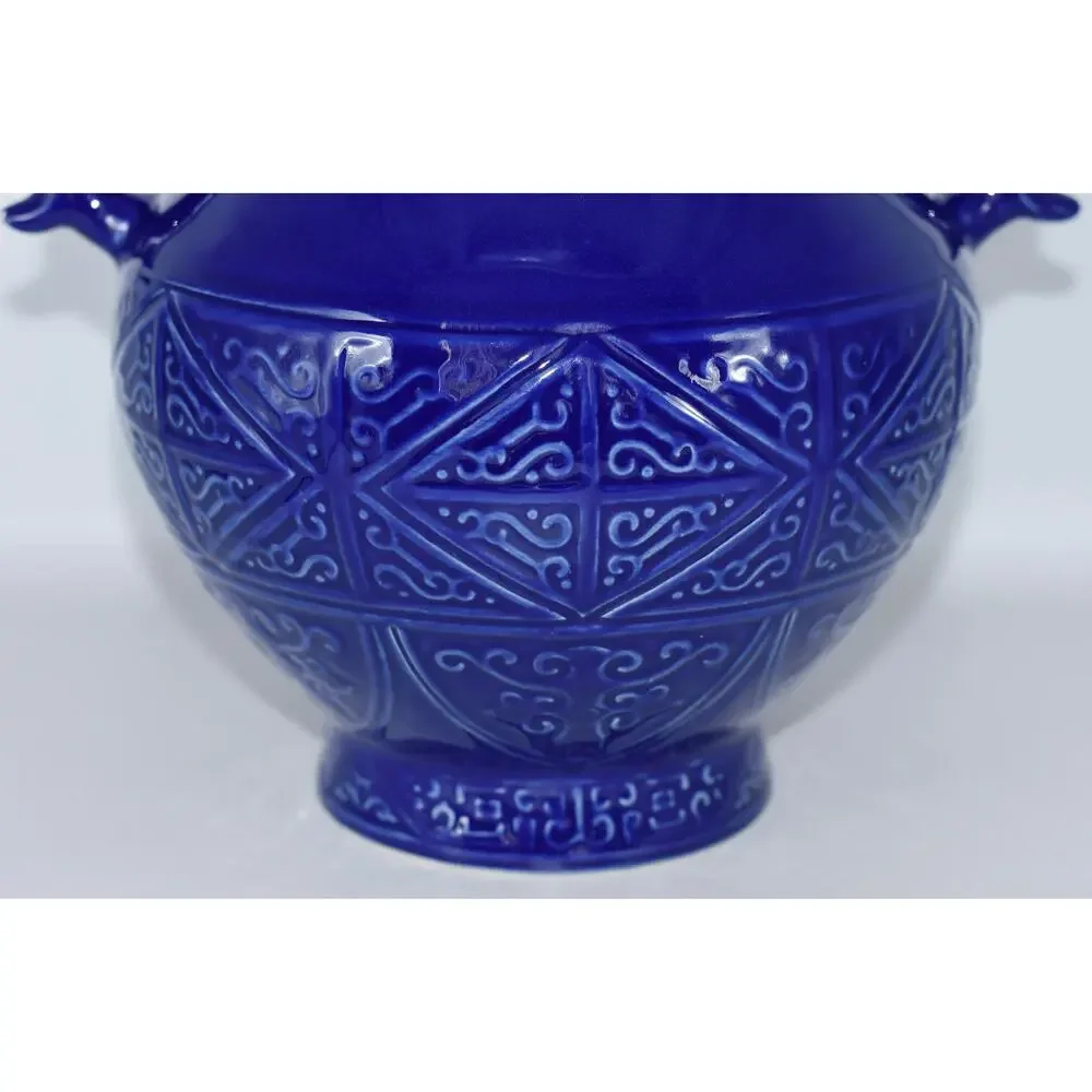 Chinese Cobalt Blue-glazed Alter Vessel Dragon Handles